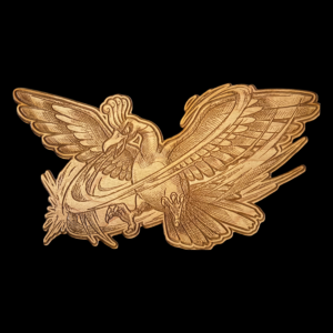 legendary rainbow phoenix wooden art